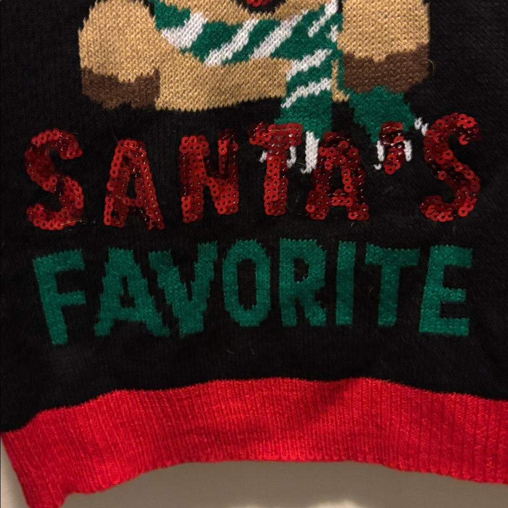 No Boundaries Holiday Reindeer Sweater - Red, Green, Black - Picture 2 of 3